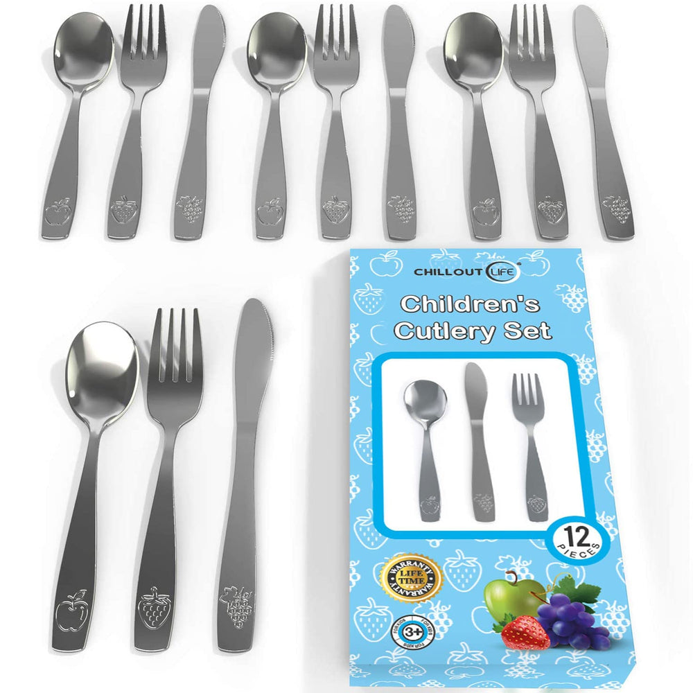 CHILLOUT LIFE 12-piece kids silverware box set, organized for easy gifting