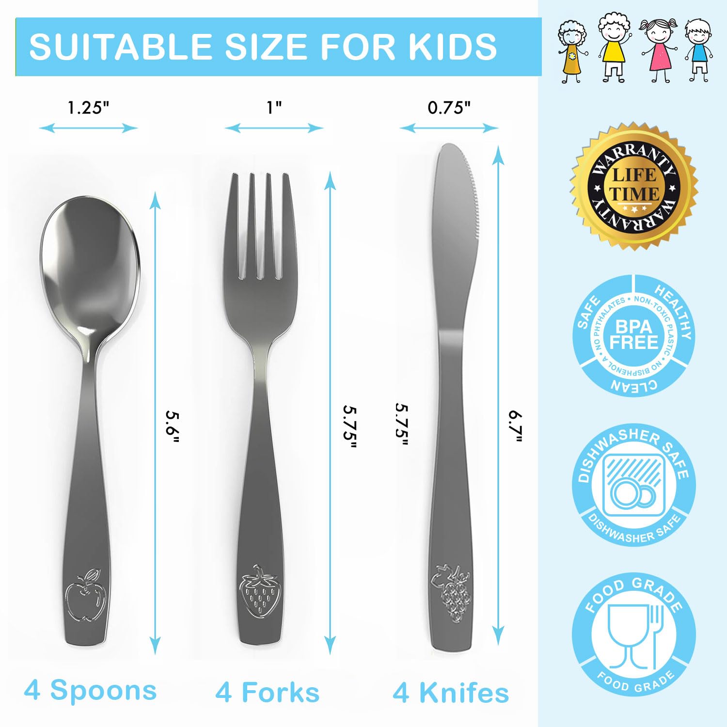 CHILLOUT LIFE kids spoons, kid-friendly size for easy self-feeding