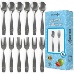 CHILLOUT LIFE kids spoons shown for easy self-feeding.