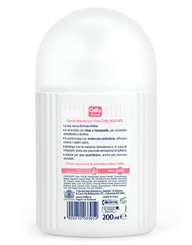 Chilly Lenitive Formula bottle back label showing pH 5 and hypoallergenic design