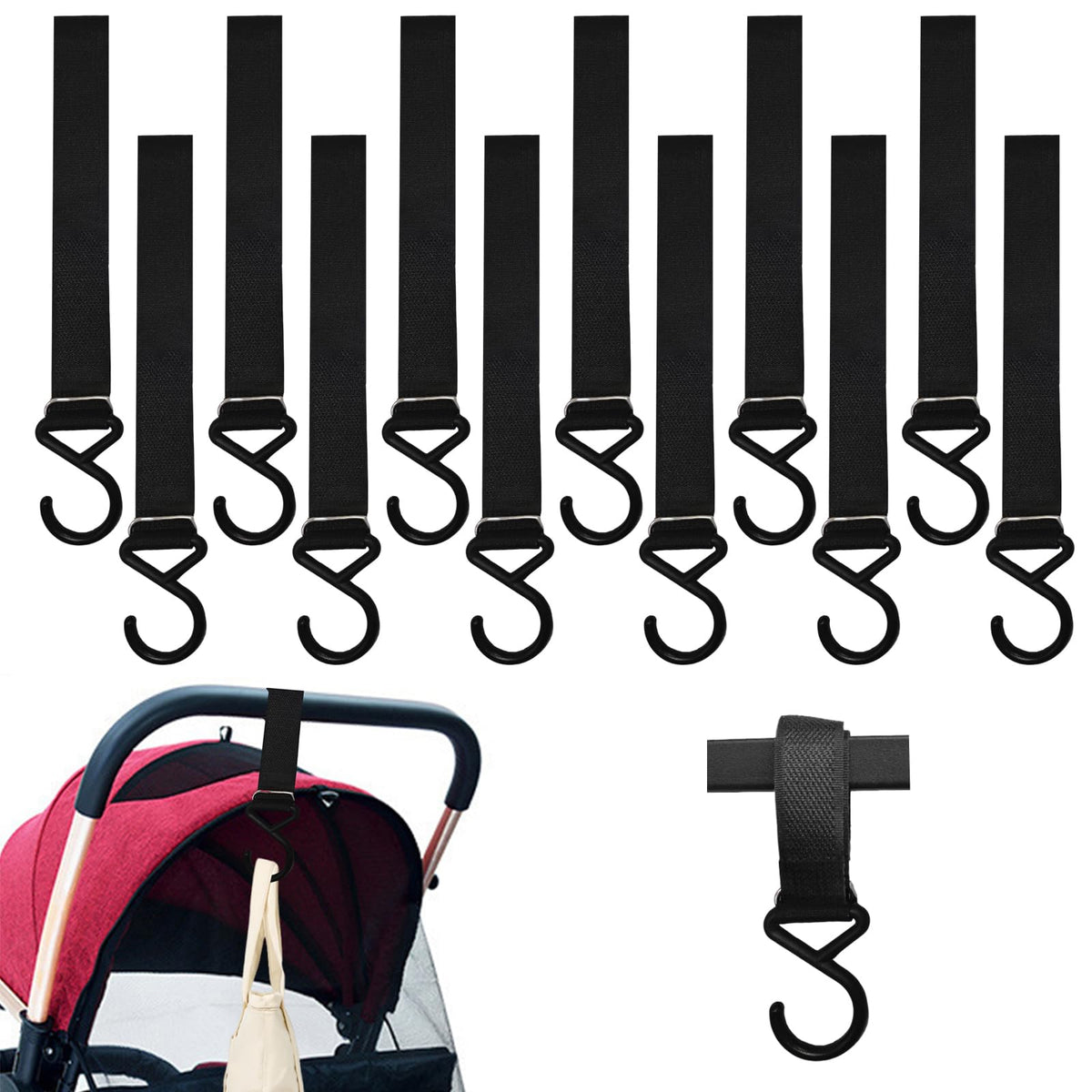 Chngna baby stroller hooks – 12-pack for convenient organization on the go.