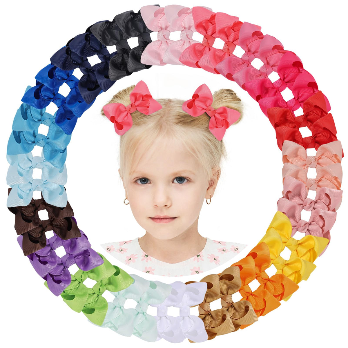 Choicbaby 4-inch hair bows with lined clips keep hair neatly in place.