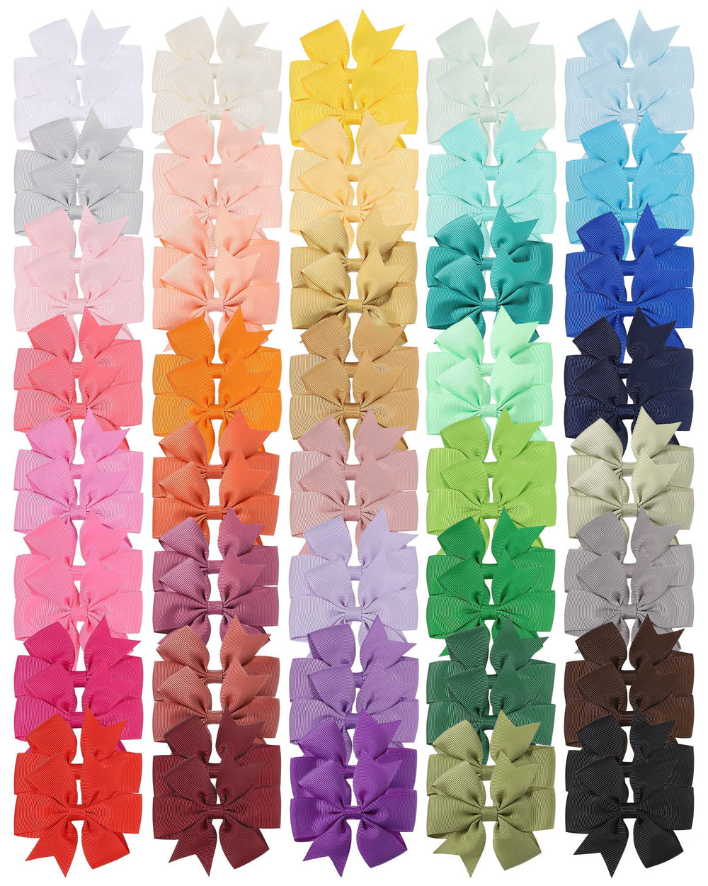Choicbaby hair bows 3 inch, assorted colors, close-up shows durable grosgrain and secure clip.