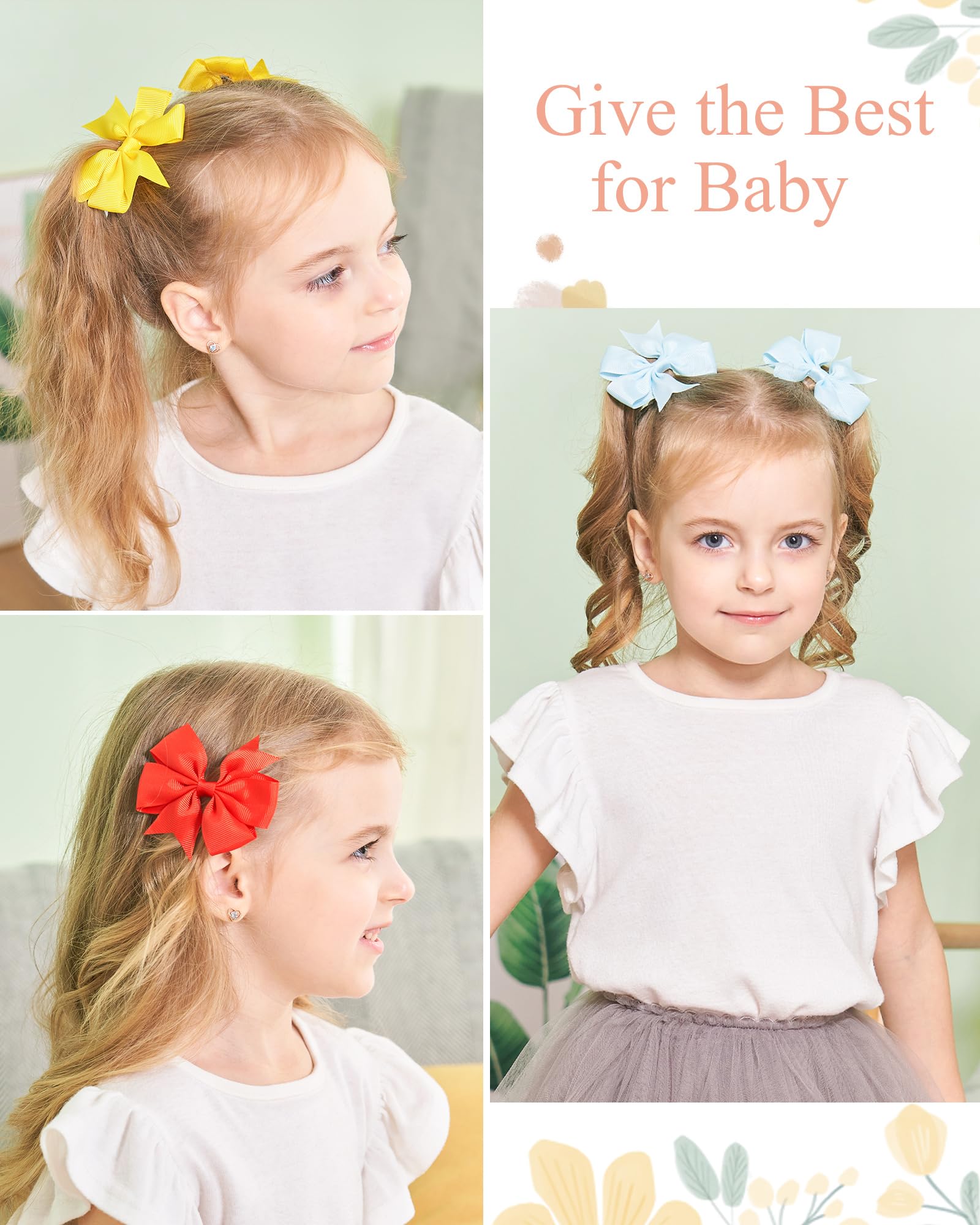 Choicbaby pinwheel bow clip 3in lemon yellow, cheerful color for photos.