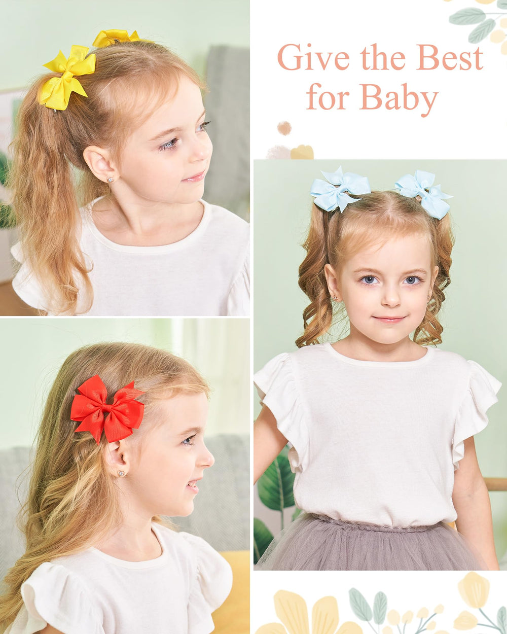 Choicbaby pinwheel bow clip 3in lemon yellow, cheerful color for photos.