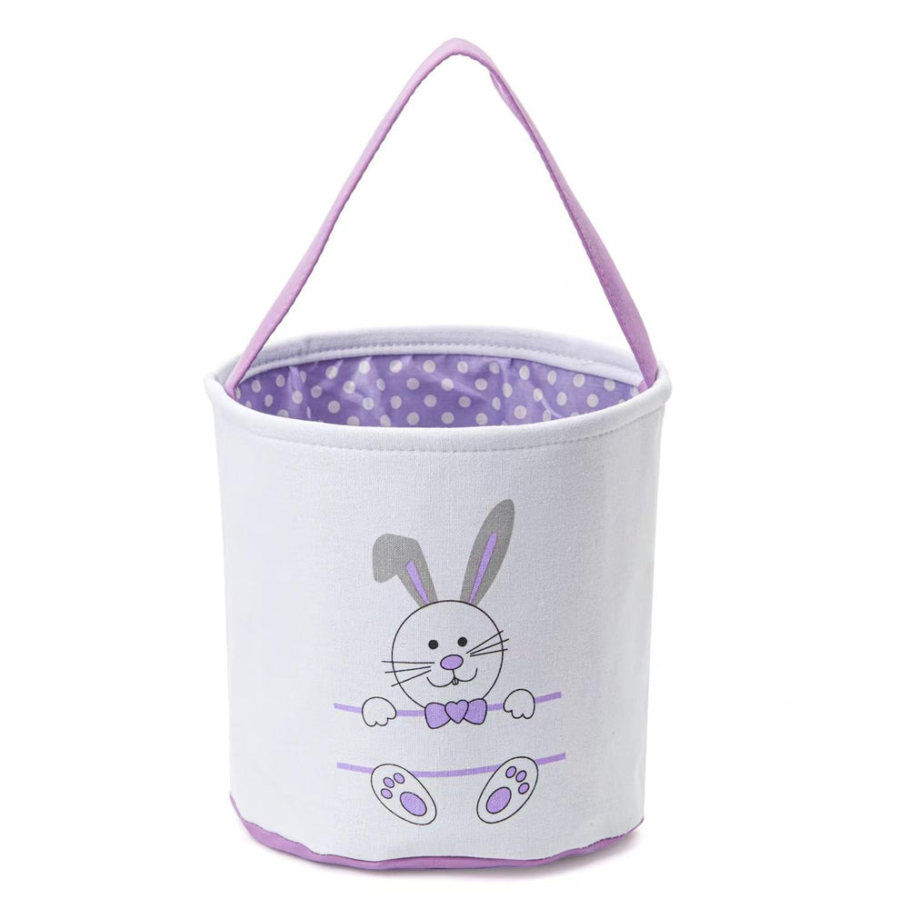 CHOIEO Easter Bucket pink canvas bunny, perfect for egg hunts and easy storage