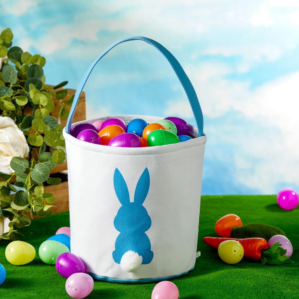 CHOIEO Easter Bunny Basket green-pattern-front, versatile tote for toys and snacks.