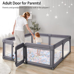 Cholena playpen swing door with external lock supports safe entry