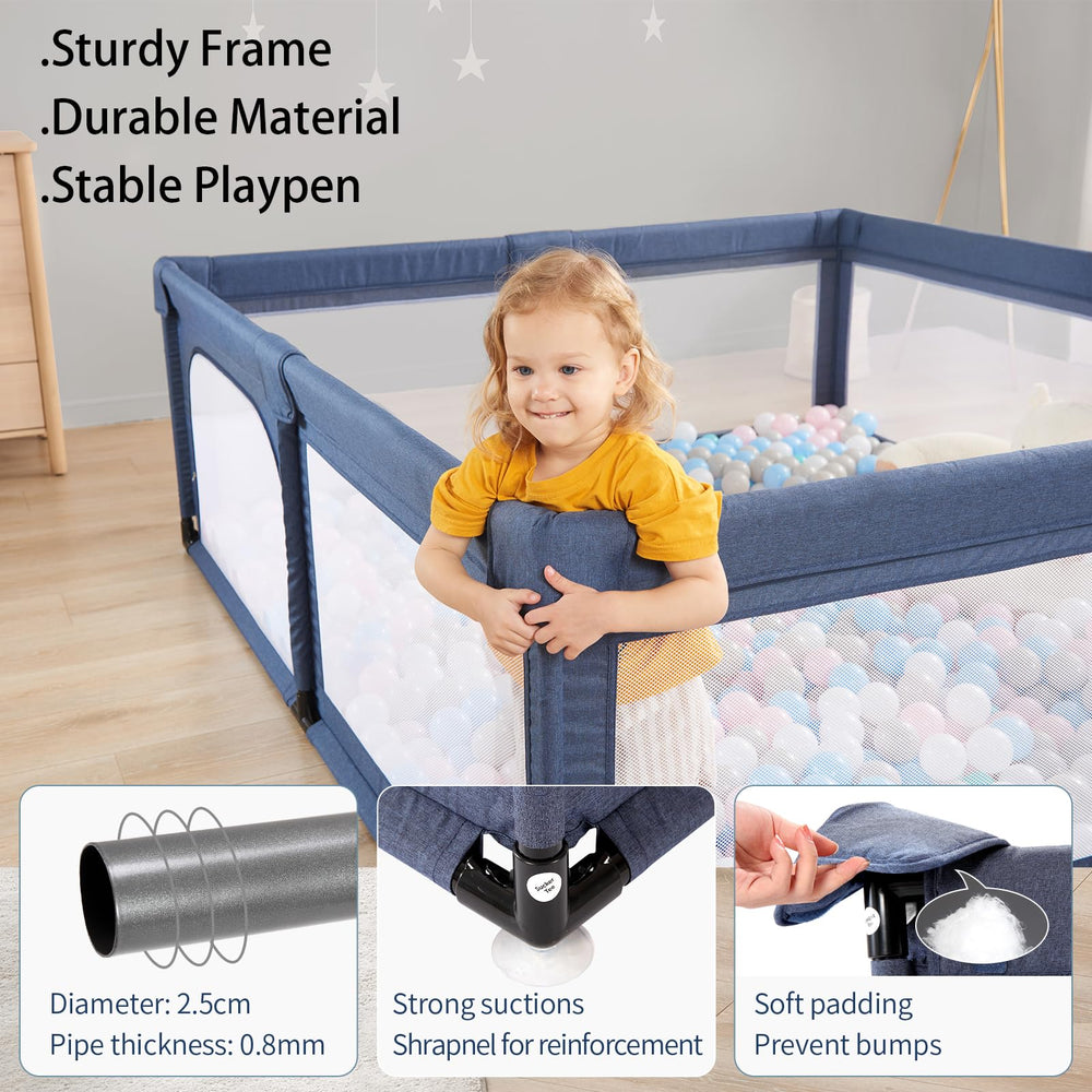 Cholena playpen with 360° mesh keeps baby visible and secure.