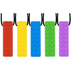 Choneer chew necklaces building block pendant closeup for sensory teething