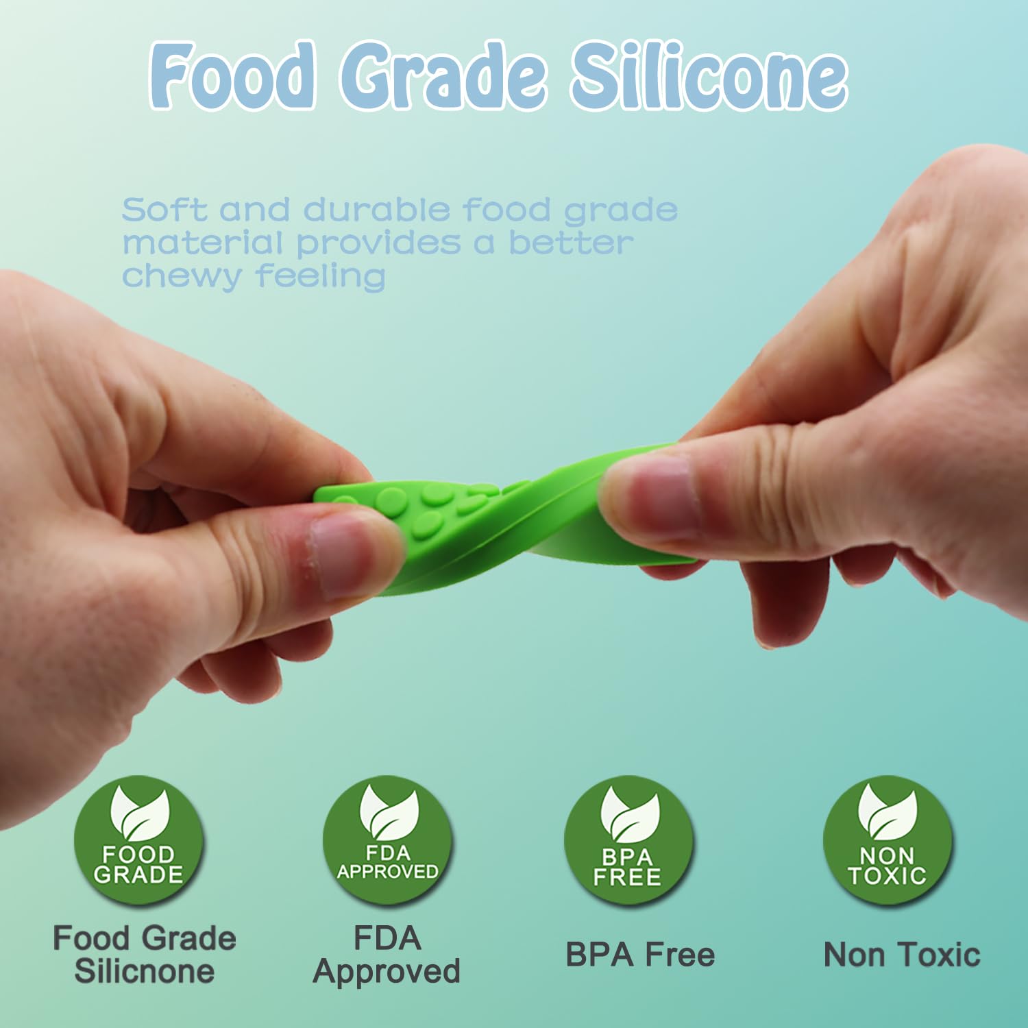 Choneer chew necklaces are easy to clean with soap and water.
