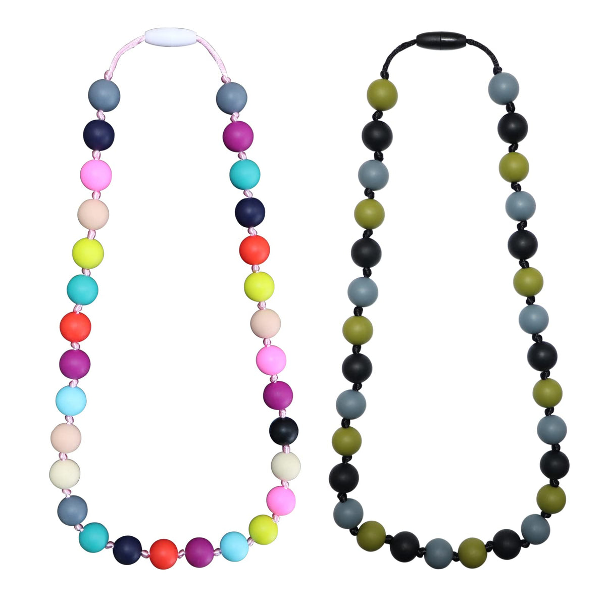 Choneer silicone chew necklaces in multicolor for sensory exploration and focus