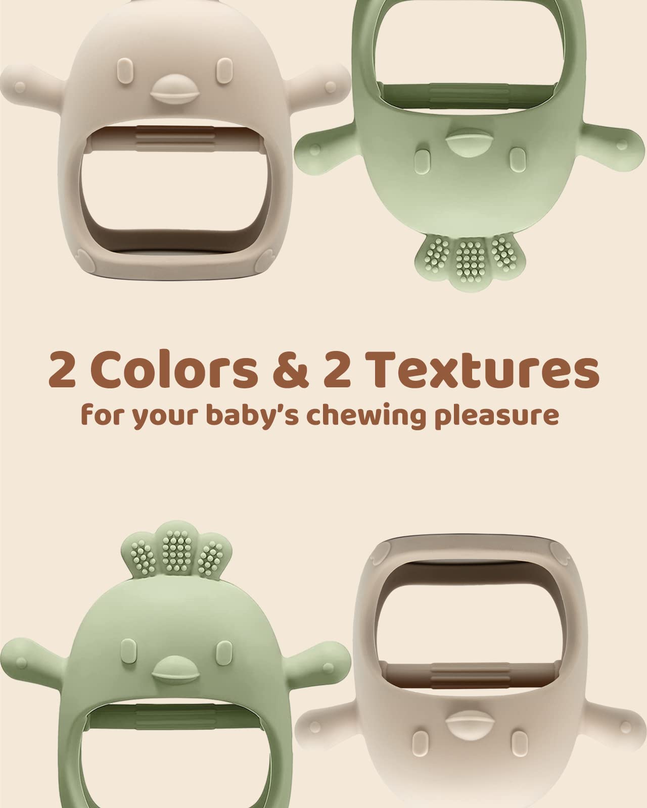 ChooKaChoo baby using teether during playtime for soothing relief.