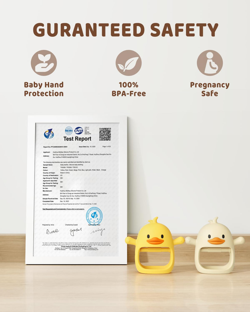ChooKaChoo Duckie teether patent-pending design with arms that mimic a nipple.