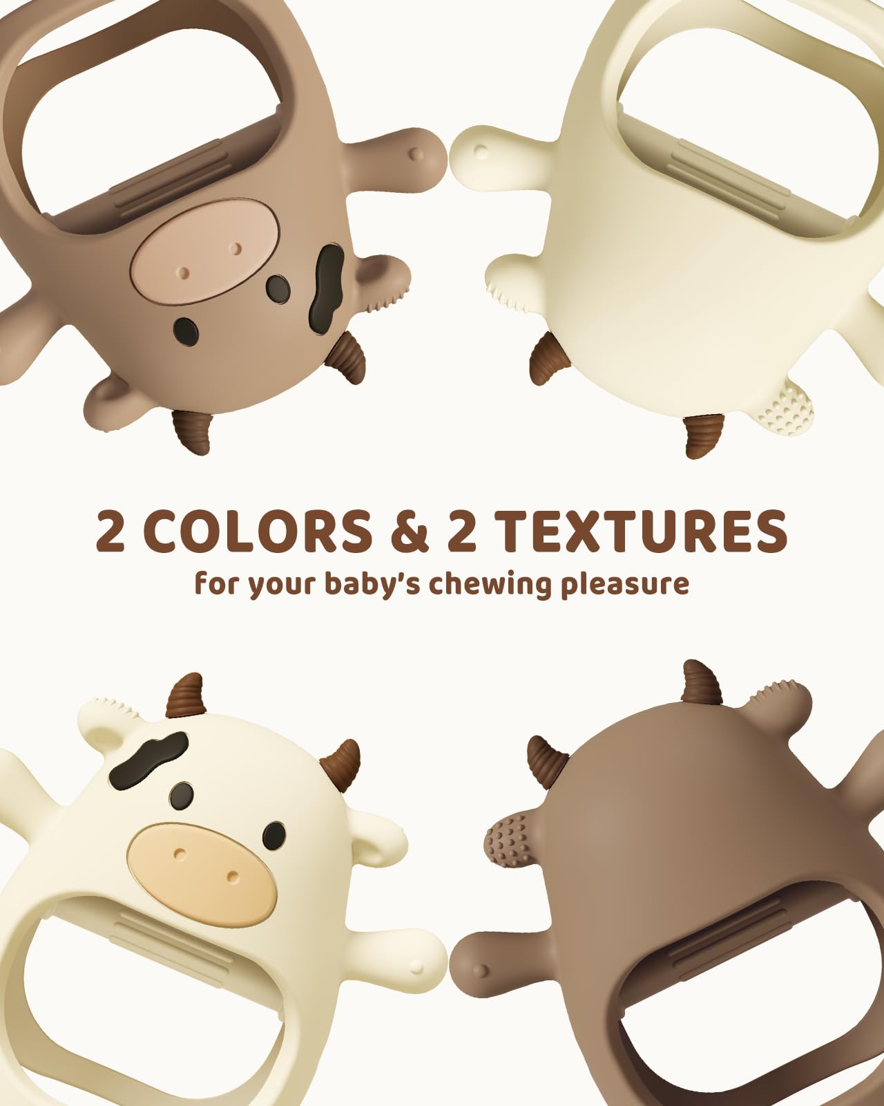 ChooKaChoo two-color teether pack shown for on-the-go use