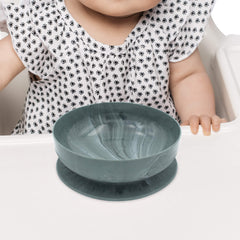ChooMee platinum silicone bowl top-down view emphasizes size and spill-prevention during meals