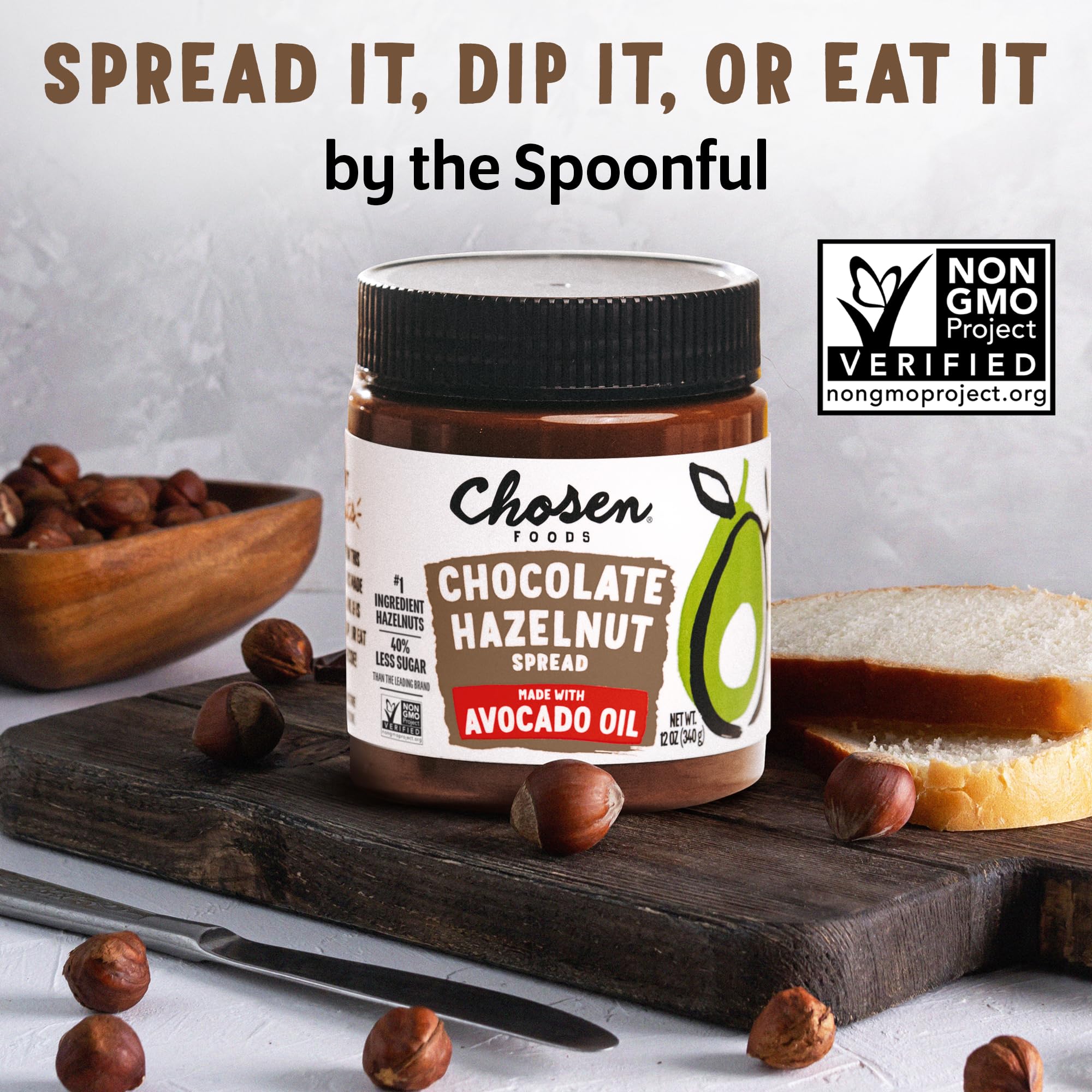 Ingredients label from Chosen Foods highlights avocado oil as the base.