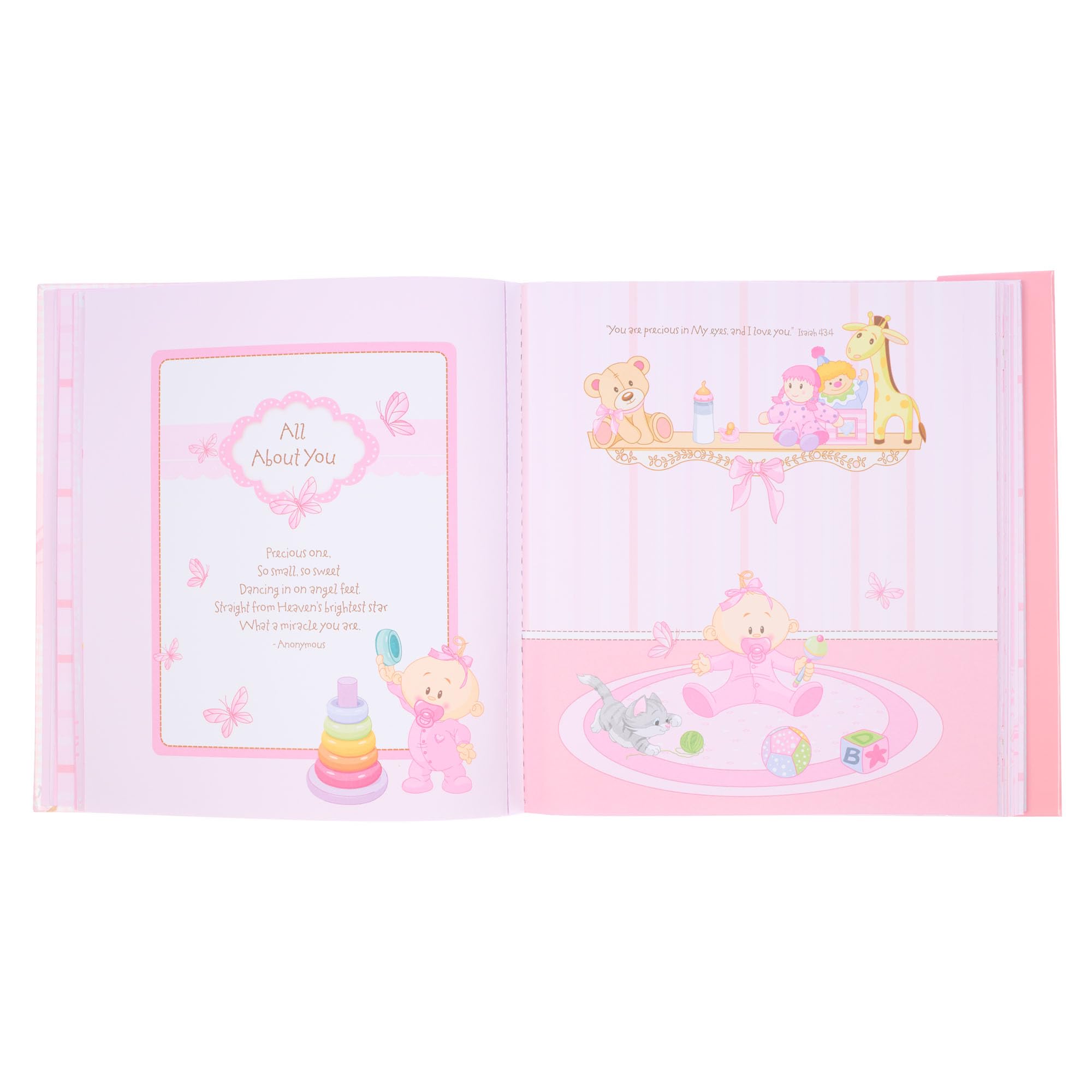Inside pockets in Christian Art Gifts memory book hold keepsakes securely