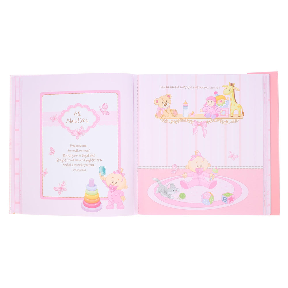 Inside pockets in Christian Art Gifts memory book hold keepsakes securely