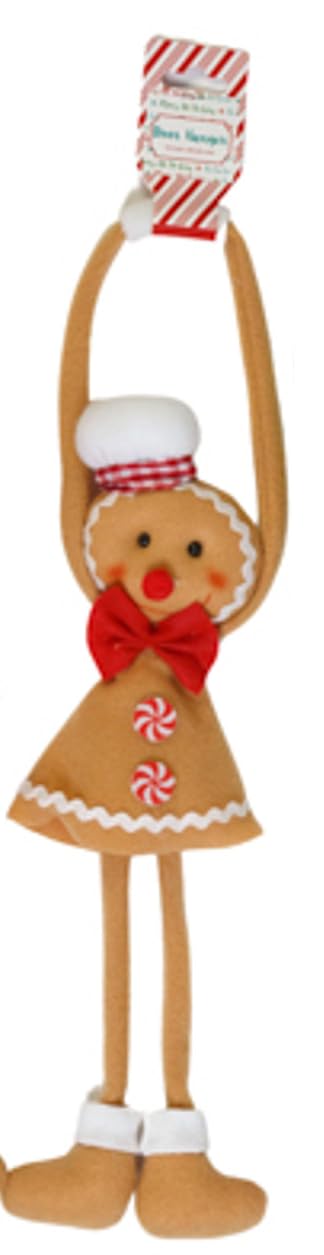 Christmas Crafts gingerbread door hanger with jingle bells and chef hat adds festive charm to entryways.