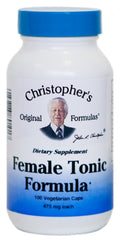 Christopher's Original Formulas Female Tonic bottle label highlights herbal blend that may support vitality.