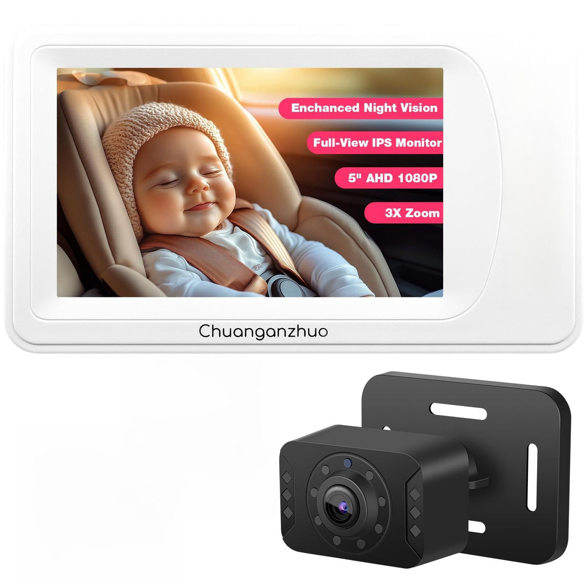 Chuanganzhuo baby car camera with night vision for clear infant monitoring