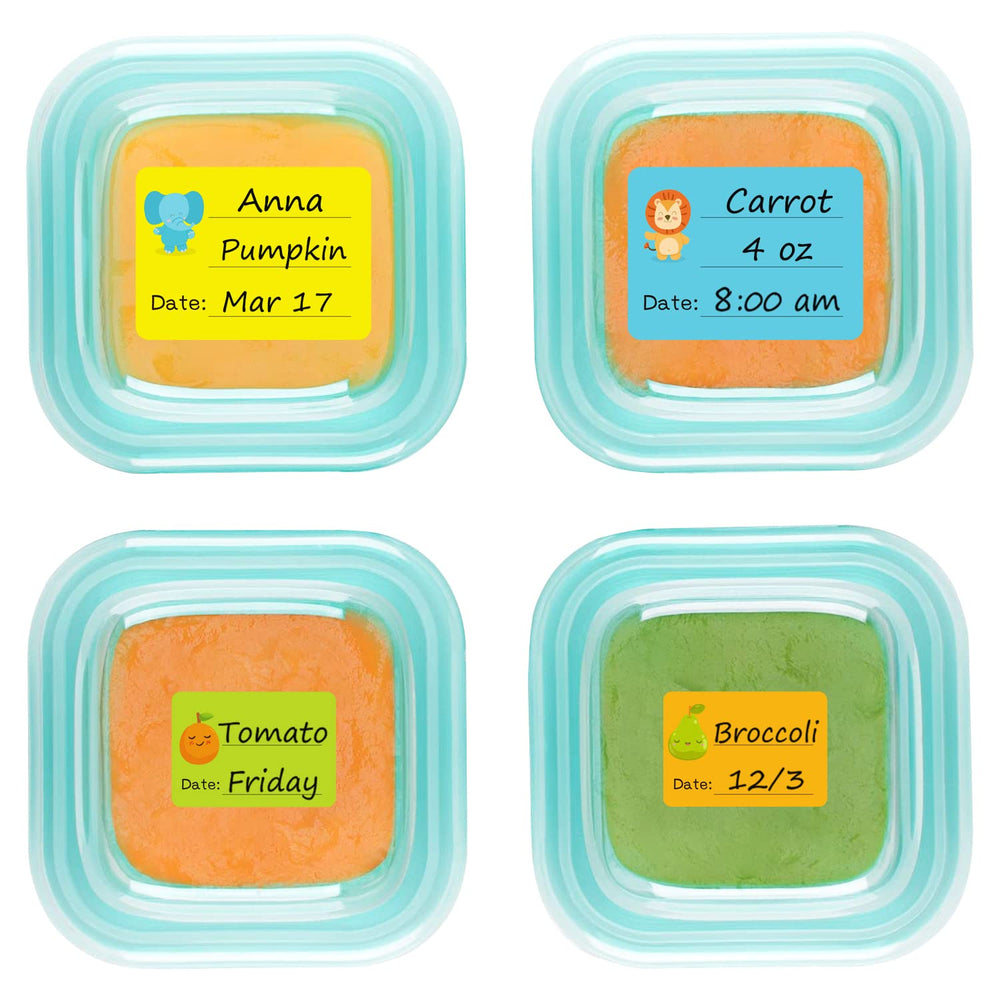 CHUBBIEE baby food labels with removable daycare dates for easy meal tracking
