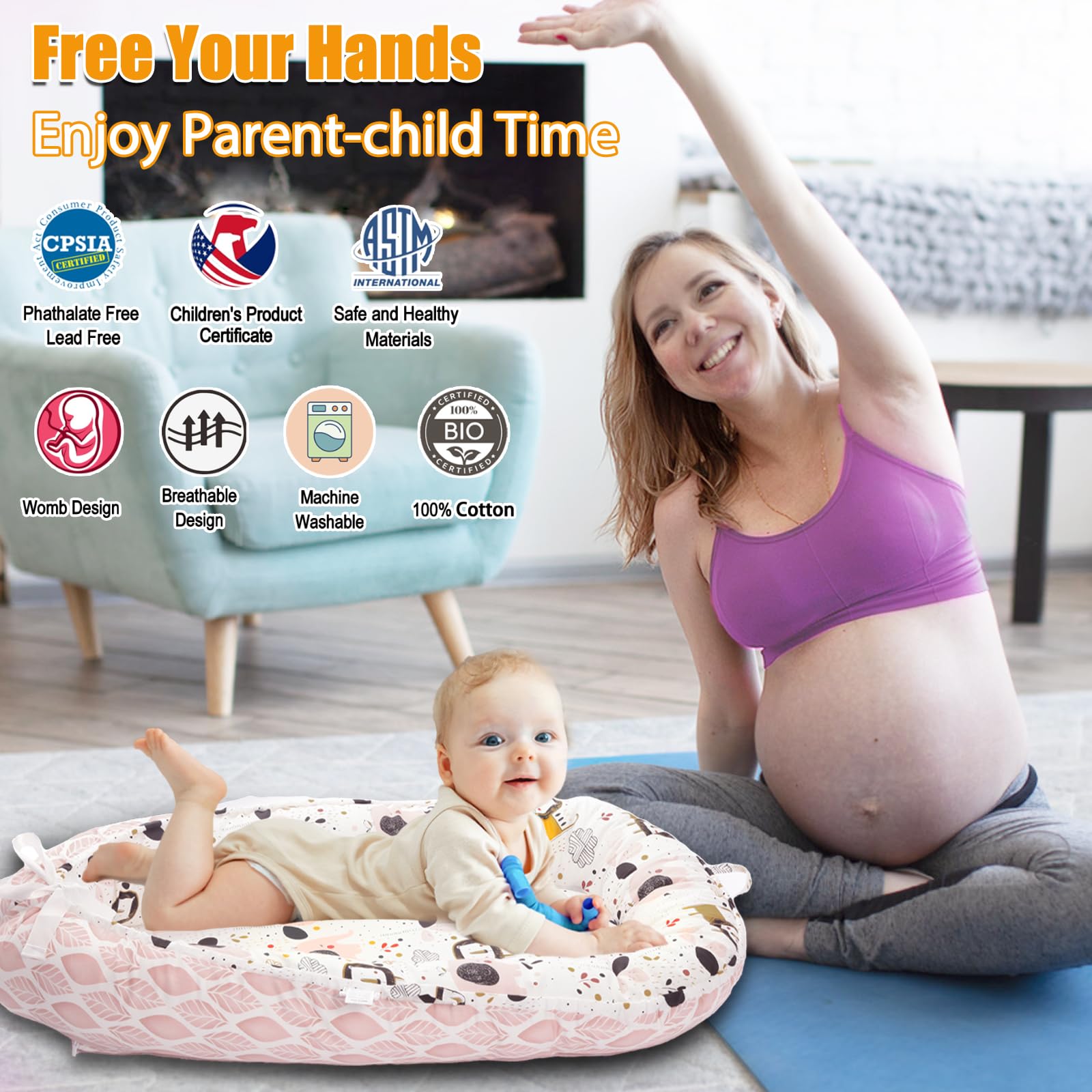 Chuchunuss Baby Lounger double-sided design offering varied textures for comfort and play