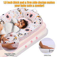 Chuchunuss Baby Lounger with U-shape bumper provides secure positioning and cozy contour