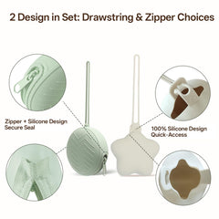ChufanMomsil zipless pacifier holder design for quick access during outings.
