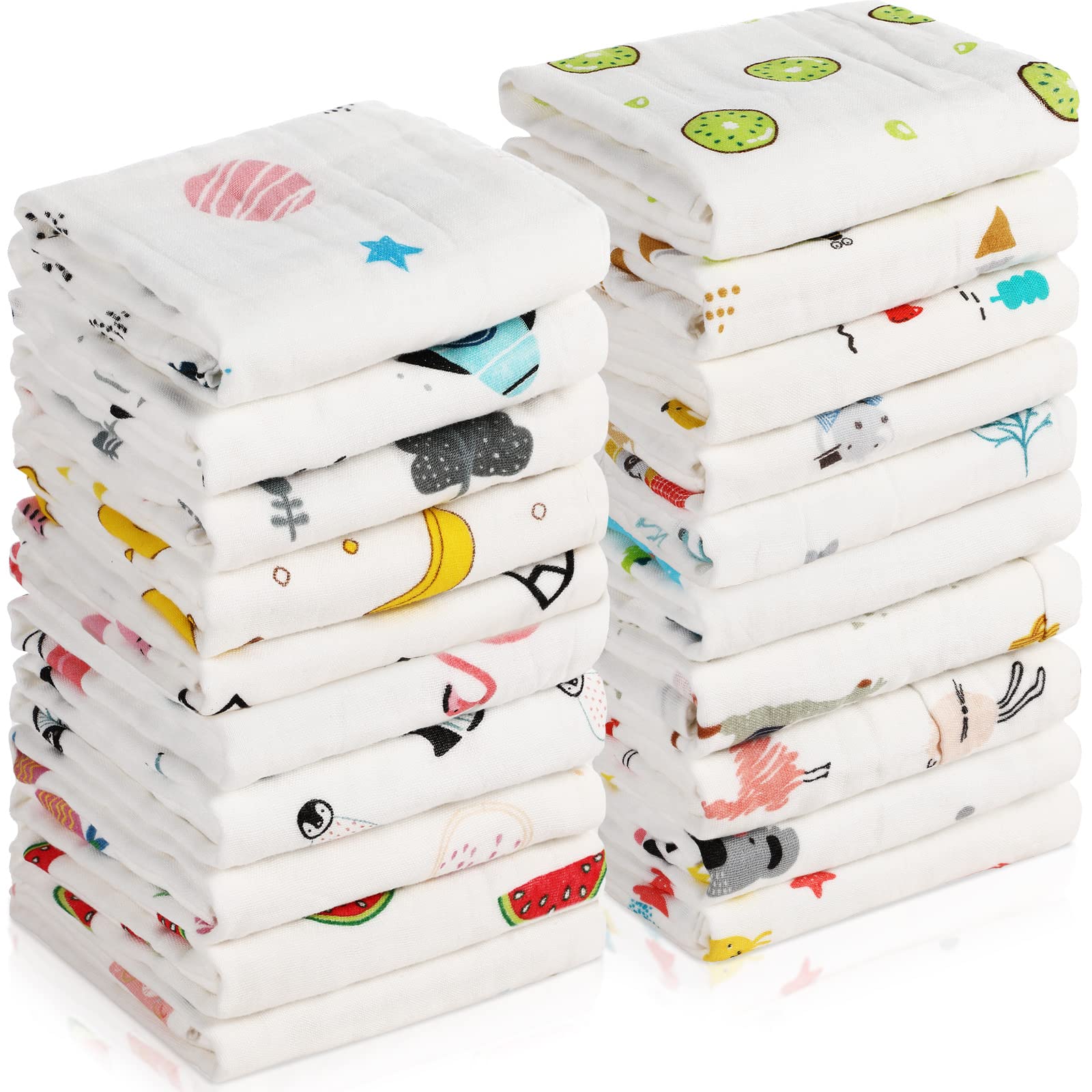 Chumia 20-pack muslin burp cloths, soft and absorbent for daily messes