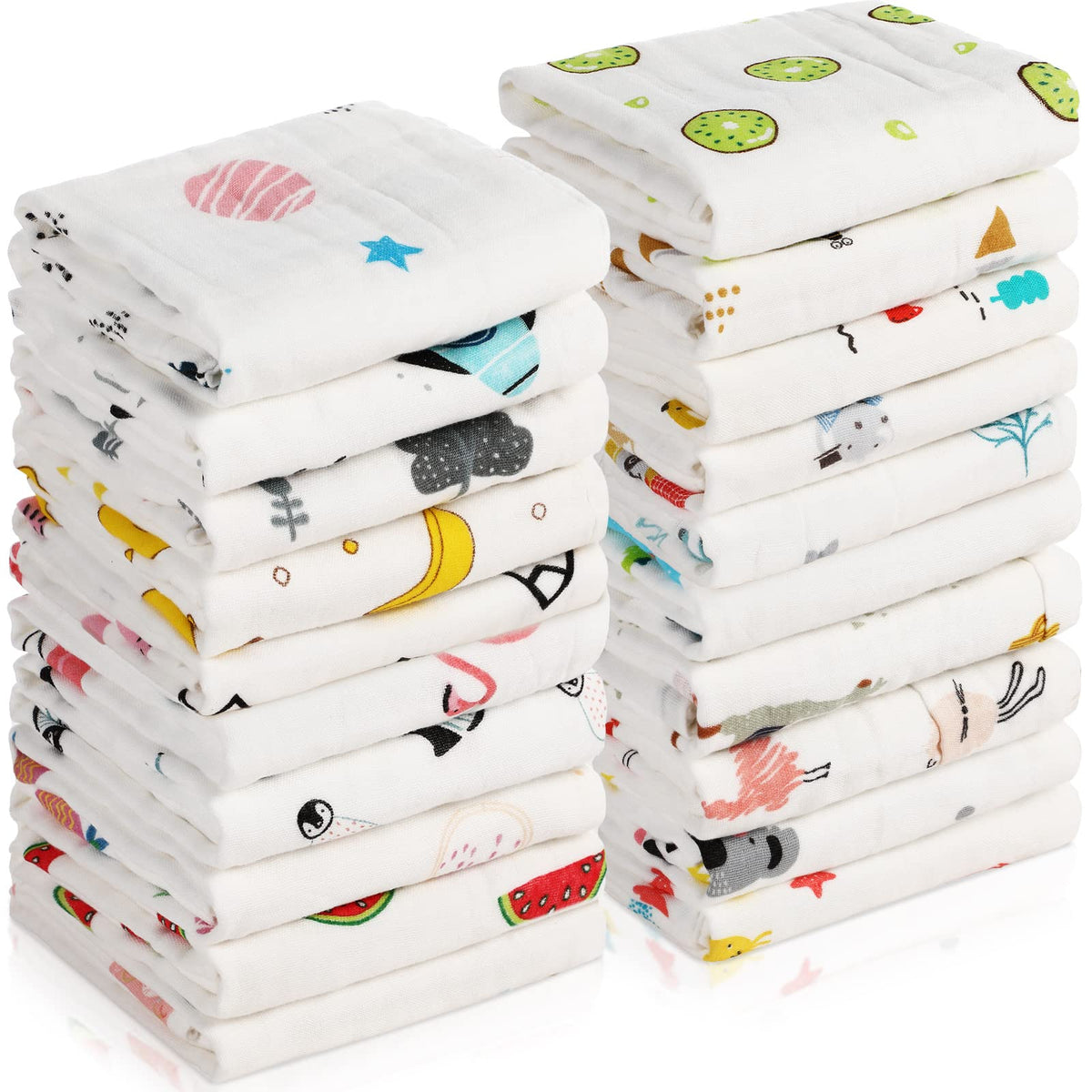 Chumia 20-pack muslin burp cloths, soft and absorbent for daily messes