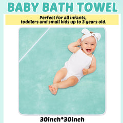 Chumia 30x30 inch towel designed for infants and toddlers during bath time.