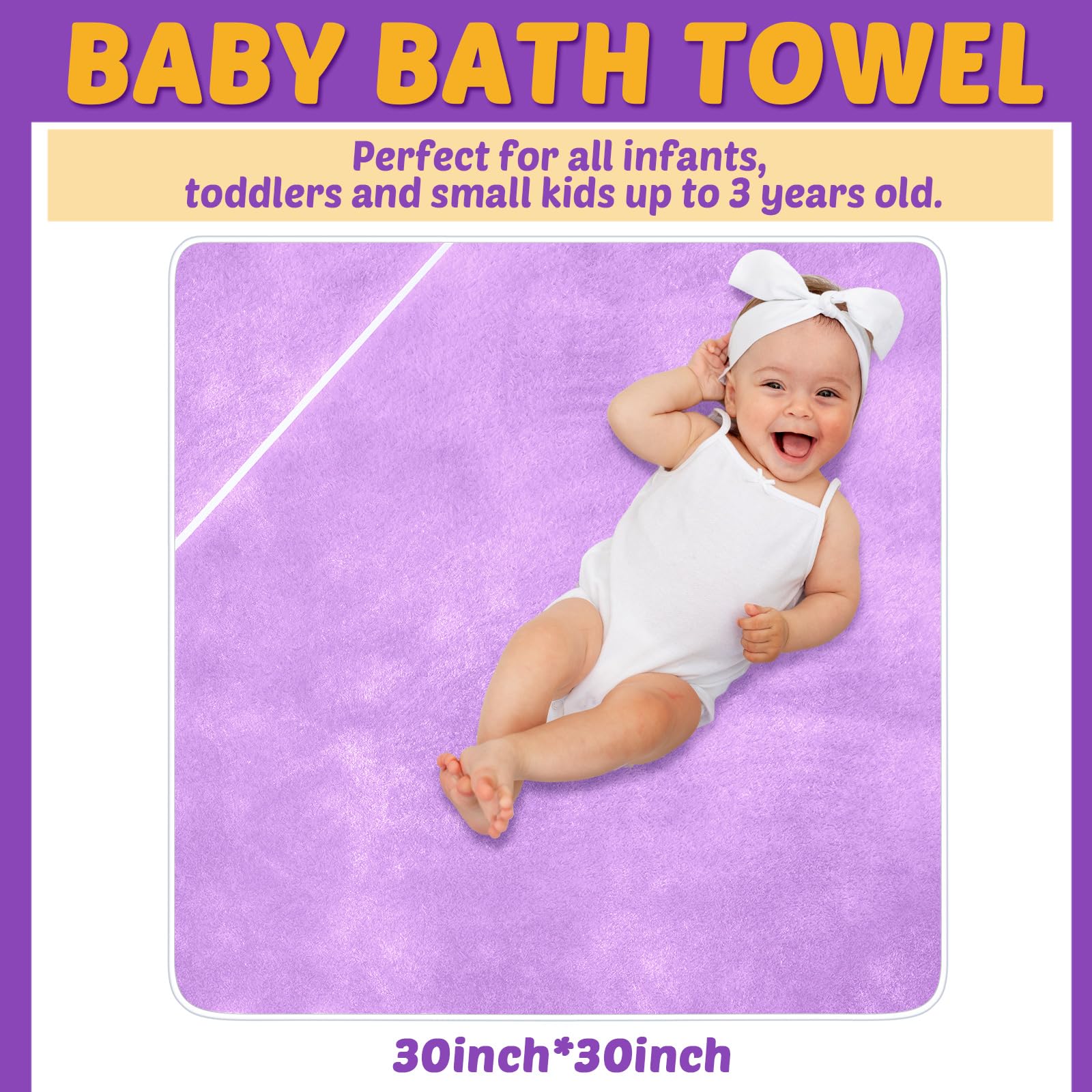 Chumia 6-pack baby towels, 30x30 inches, soft and absorbent for newborns.