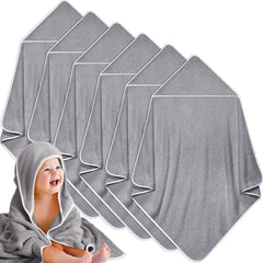 Chumia 6-pack hooded gray baby towels for newborns and toddlers.