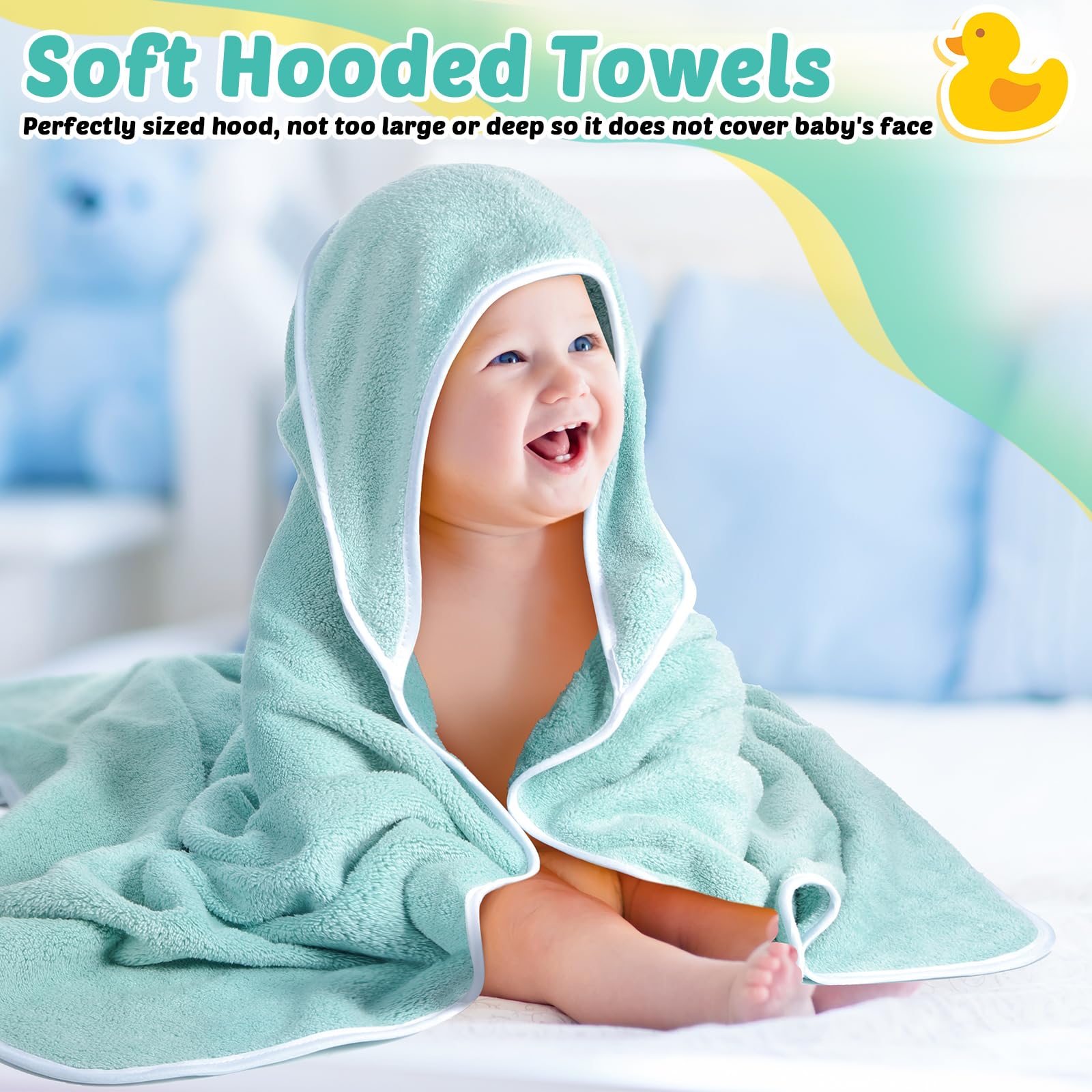 Chumia hooded design secures warmth while drying head after bath.