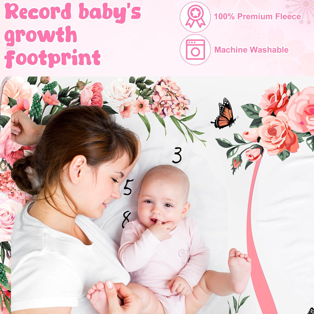 Chumia nursery decor display with milestone blanket and frames