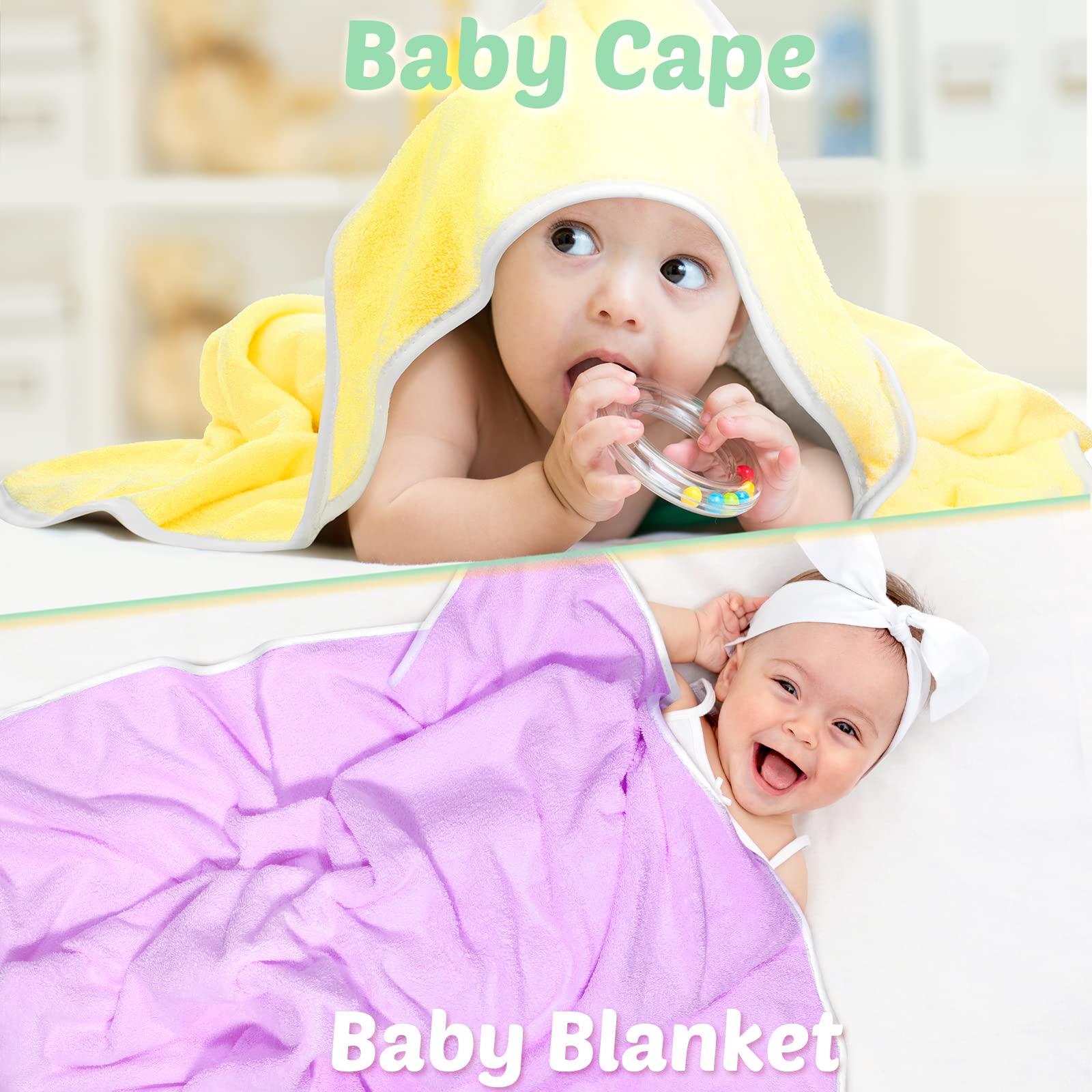 Baby towel used at pool or beach, soft and absorbent.