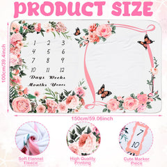 Chumia two felt flower frames on milestone blanket for monthly photos