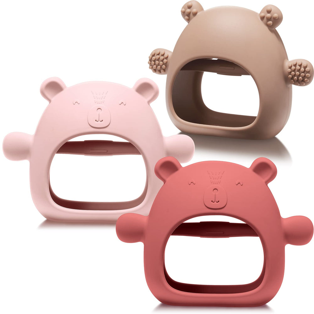 Chumia wrist teether caramel color helps soothe gums and reduces finger chewing.