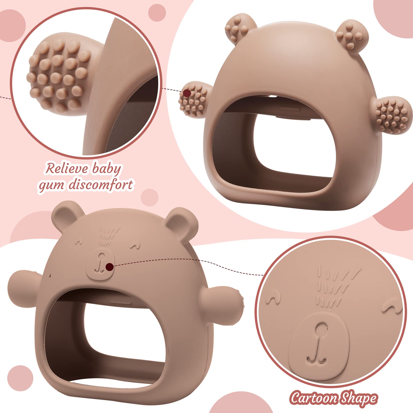 Chumia wrist teether pink design offers easy mouth positioning for babies.