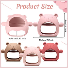 Chumia wrist teether red color provides safe chew toy for on-the-go soothing.