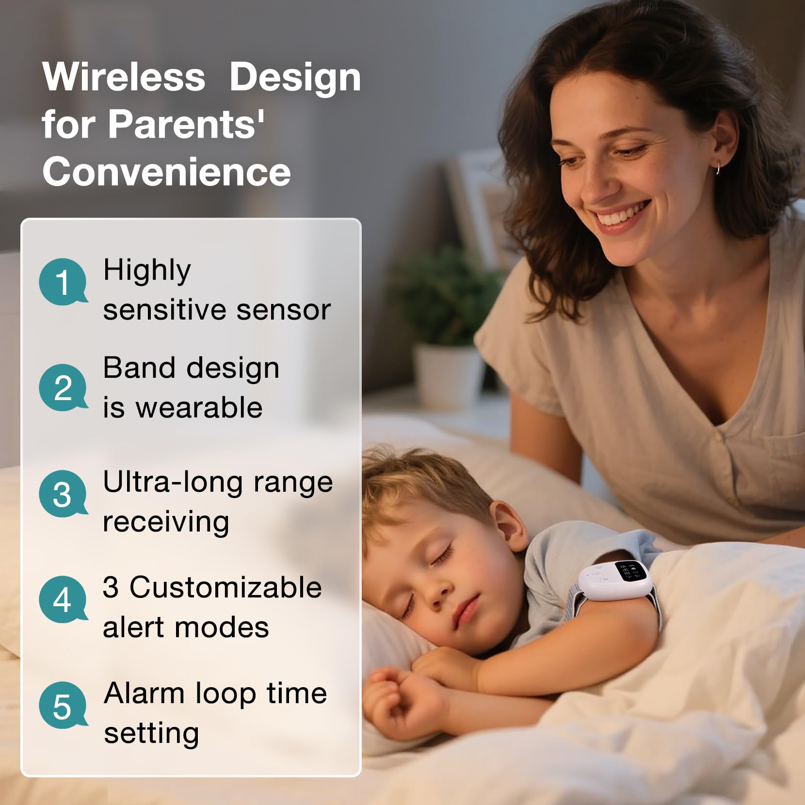 Chumoasis wireless receiver with wristband delivers real-time alerts to child and parent
