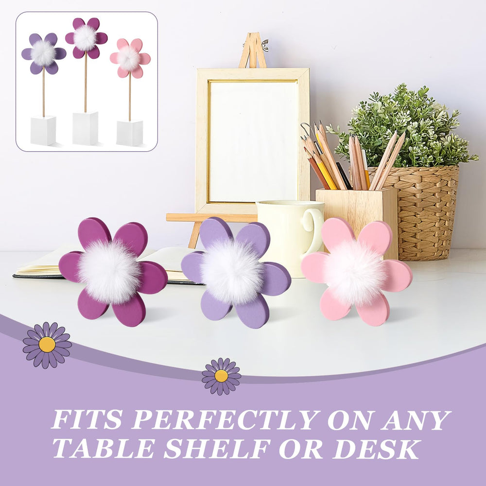 Chunful purple daisy nursery decoration adds color to shelves and desks