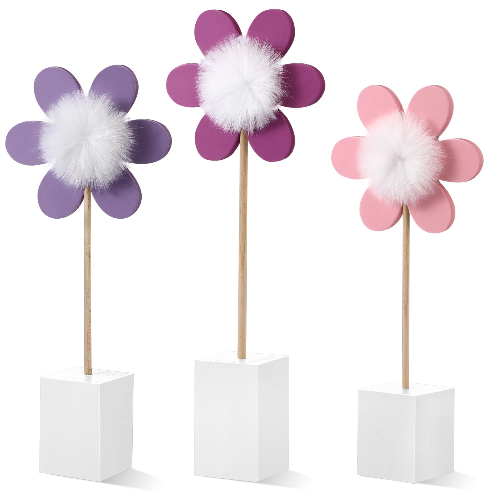 Chunful daisy wooden flower stand decor enhances nursery shelves with natural charm