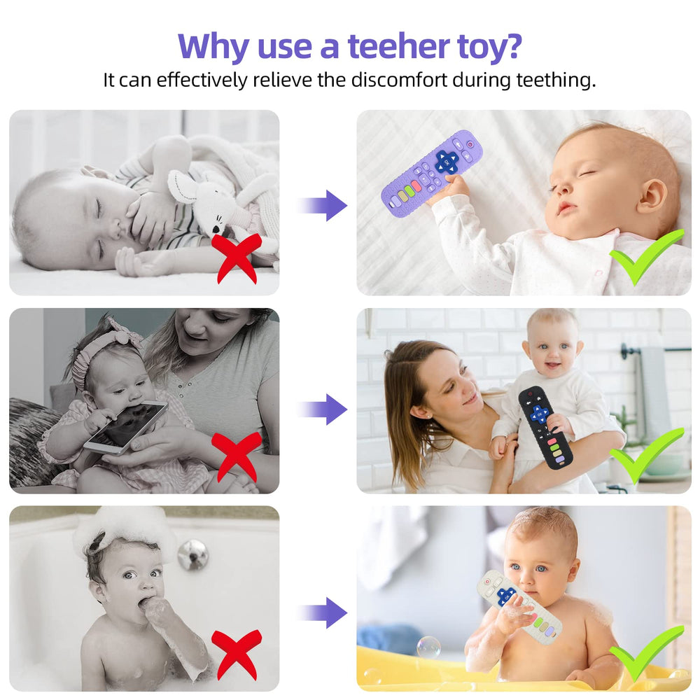Chuya baby teether fits ages 3-24 months.