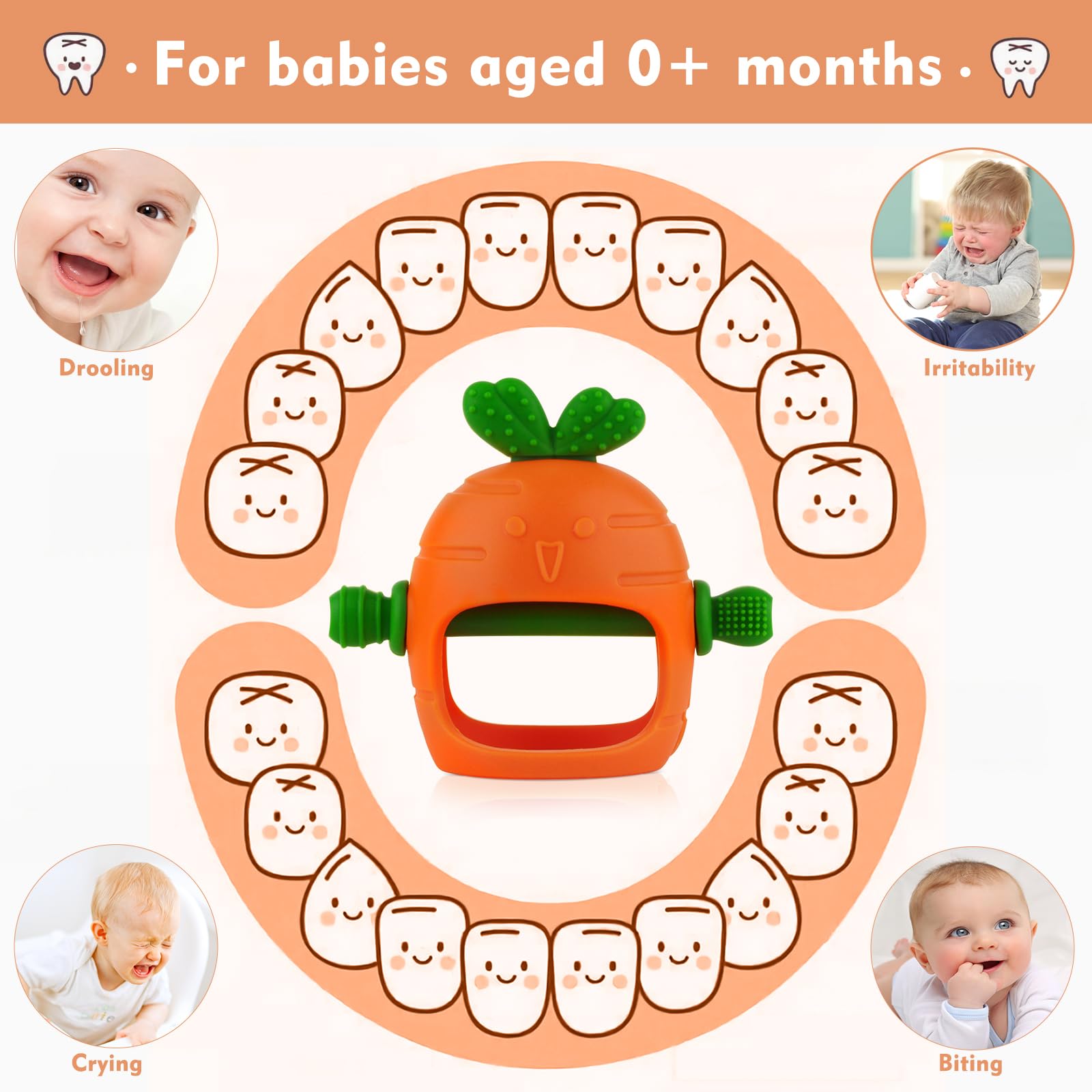 Chuya teether features easy-grip cross bar for hands-on exploration.