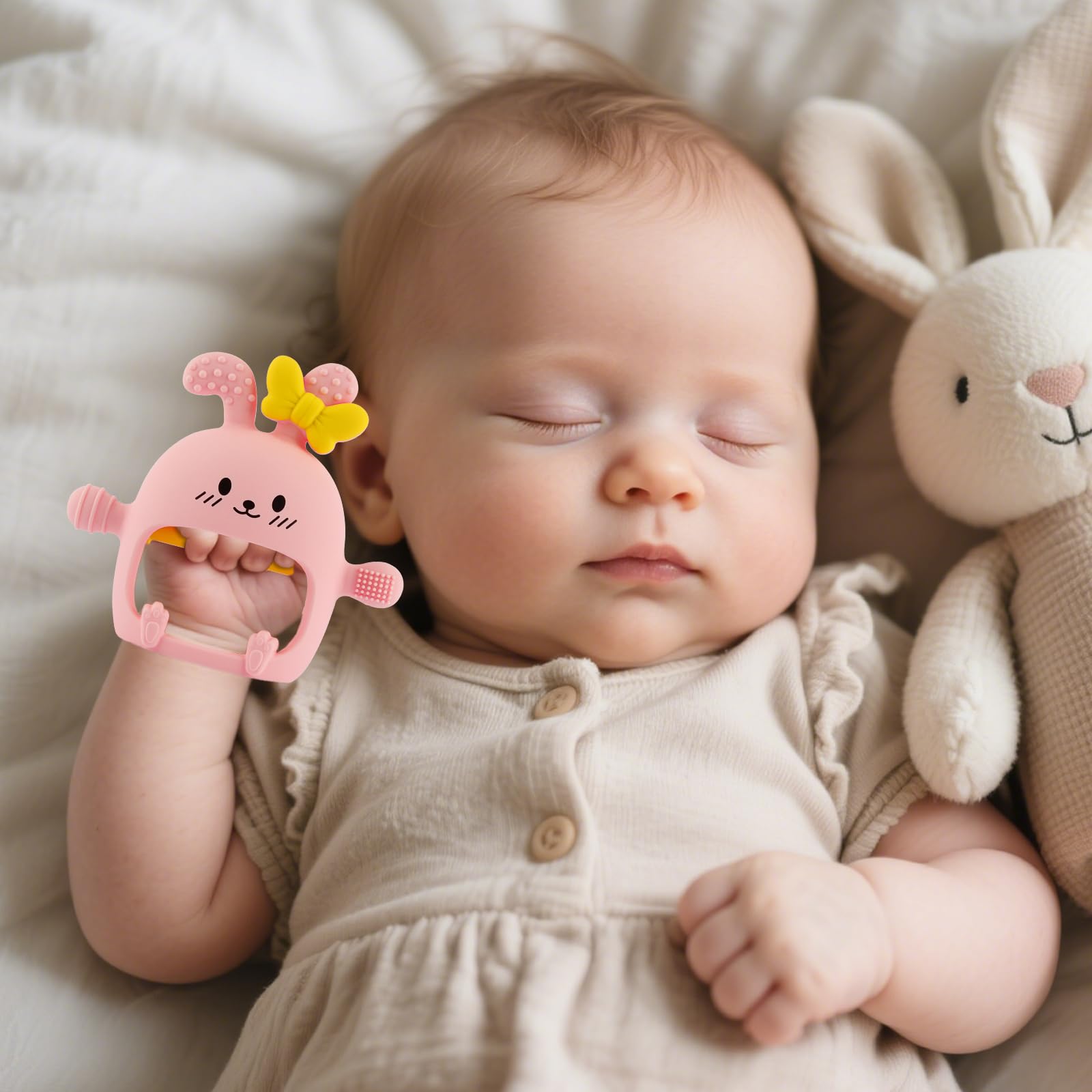 Chuya bunny design supports tactile exploration during teething.