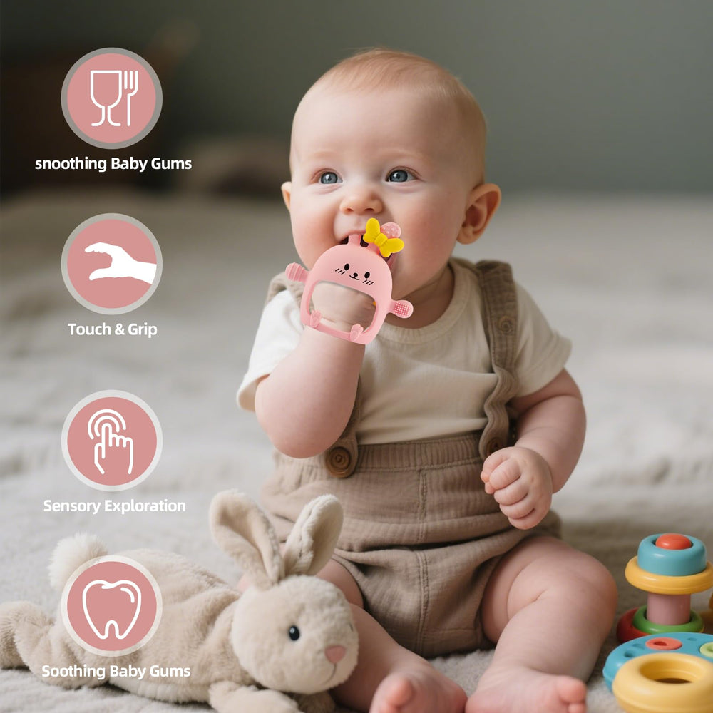 Chuya silicone teether suitable for ages 0-24 months, easy to clean.