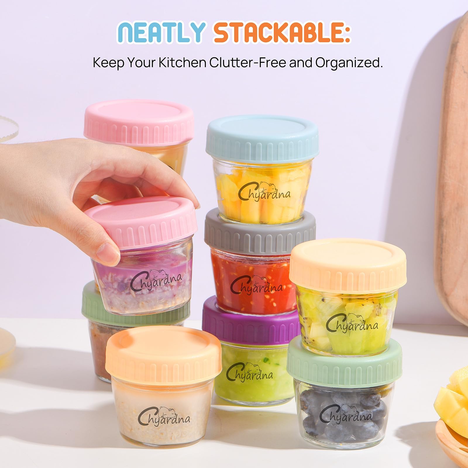 Chyardna silicone-ring lids seal in freshness and prevent leaks.